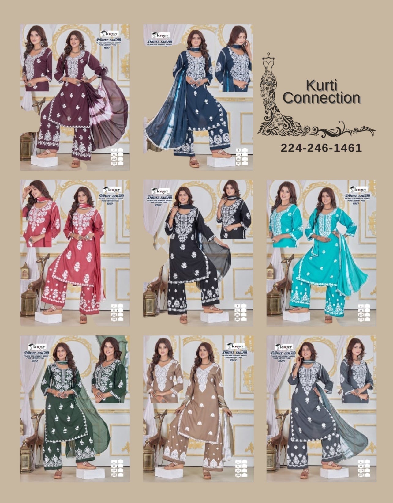 Gulab : Chikankari Kurti set