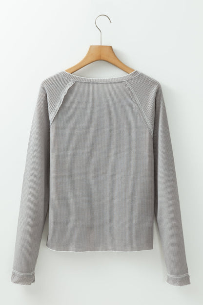 Daisy Textured Round Neck Long Sleeve Top