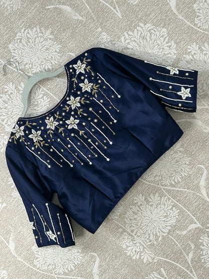 Hand work blouse : NAVY BLUE