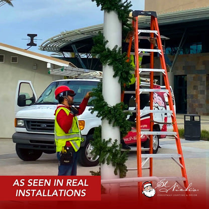 Green Garland with Warm White Lights |  99'X 8"