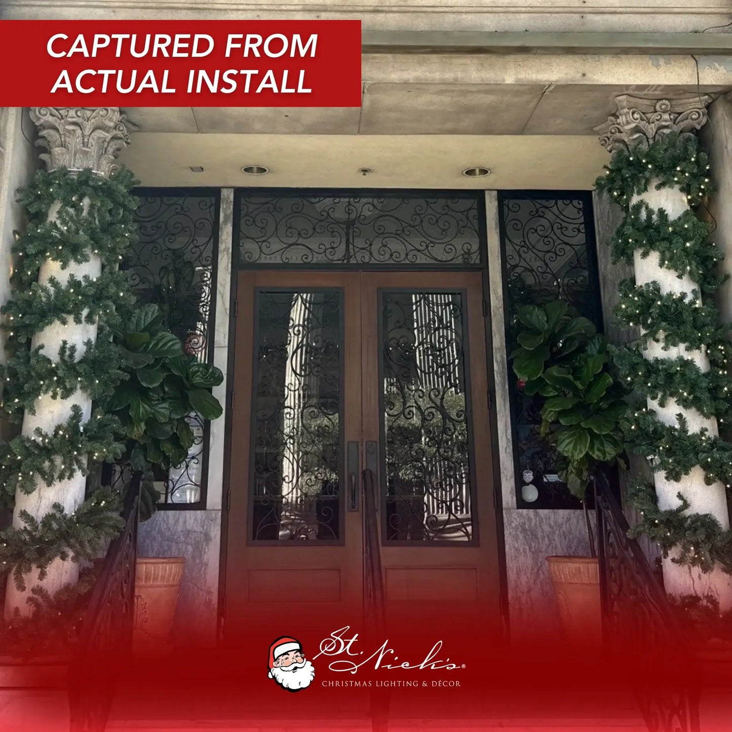 Green Garland with Warm White Lights |  99'X 8"