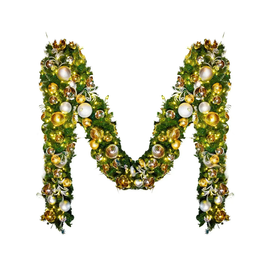 9'x14" Pre-Decorated Garland with Warm White Lights Gold/Silver