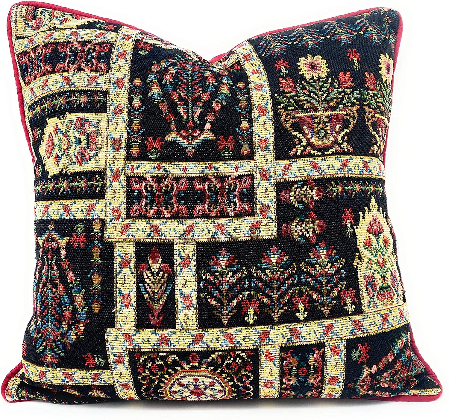 DaDalogy Bedding Dark Noir Botanical Mughal Floral Vintage Fleur Tapestry Throw Pillow Covers 16" (18197)