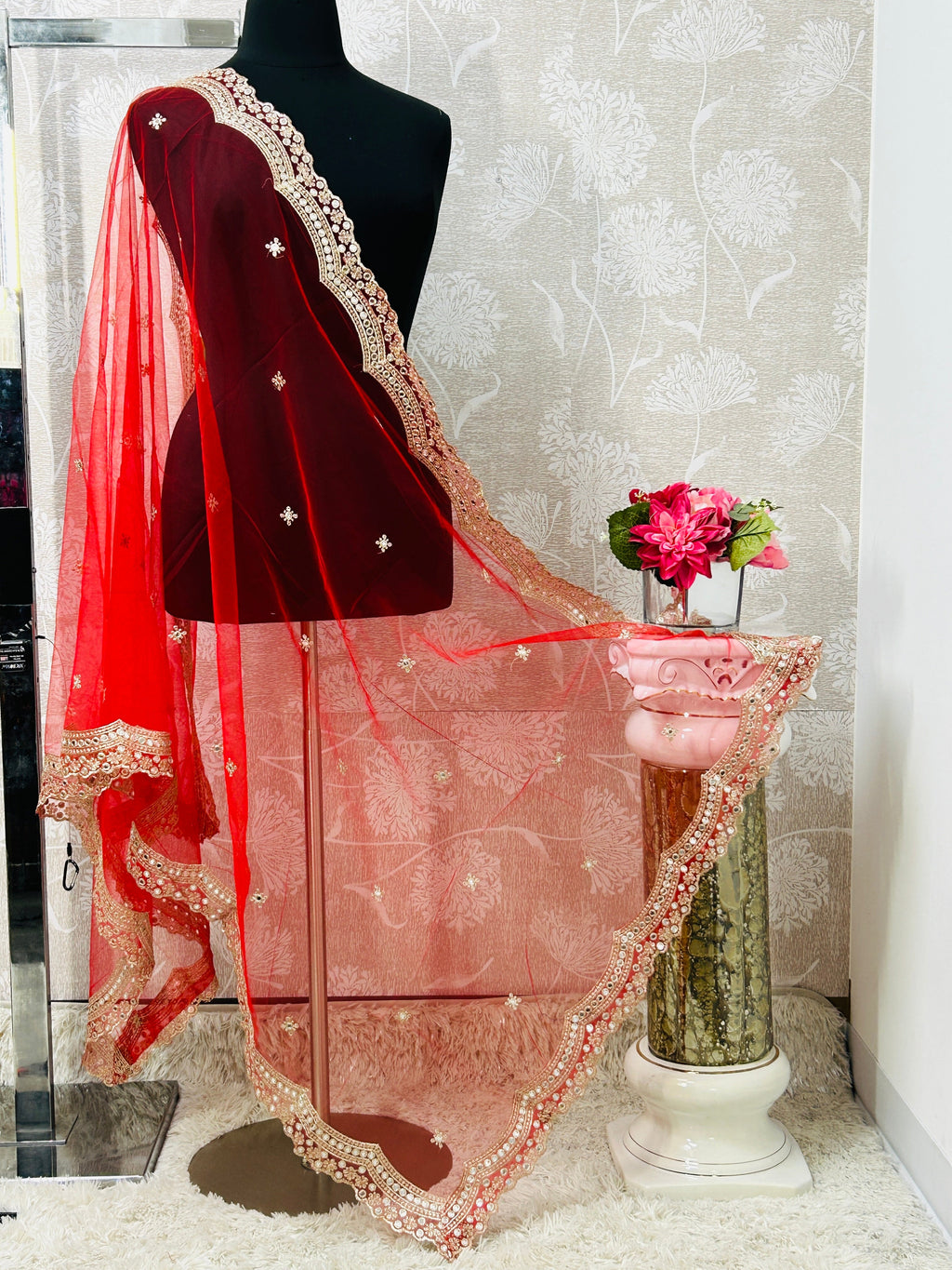 Heavy mirror work dupatta
