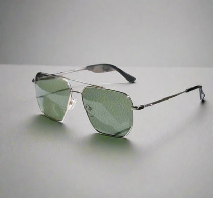 WO|MN logo aviator sunglasses metal and acetate frame - gold with dark green polarized lenses