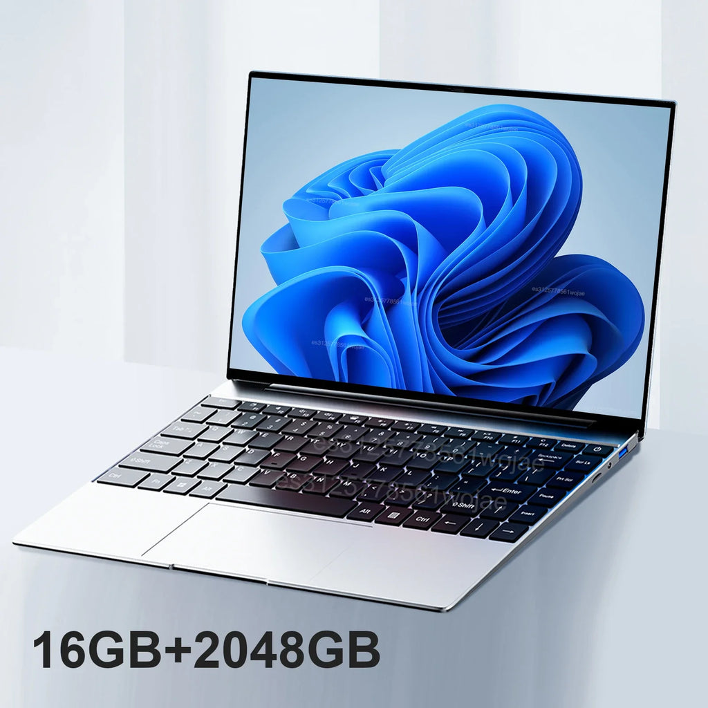 14.1"Ultra Slim Laptop 16GB RAM 2TB SSD Intel N3700 Notebook Gamer 1920*1080 Display Office Study Computer PC Windows 11 Pro
