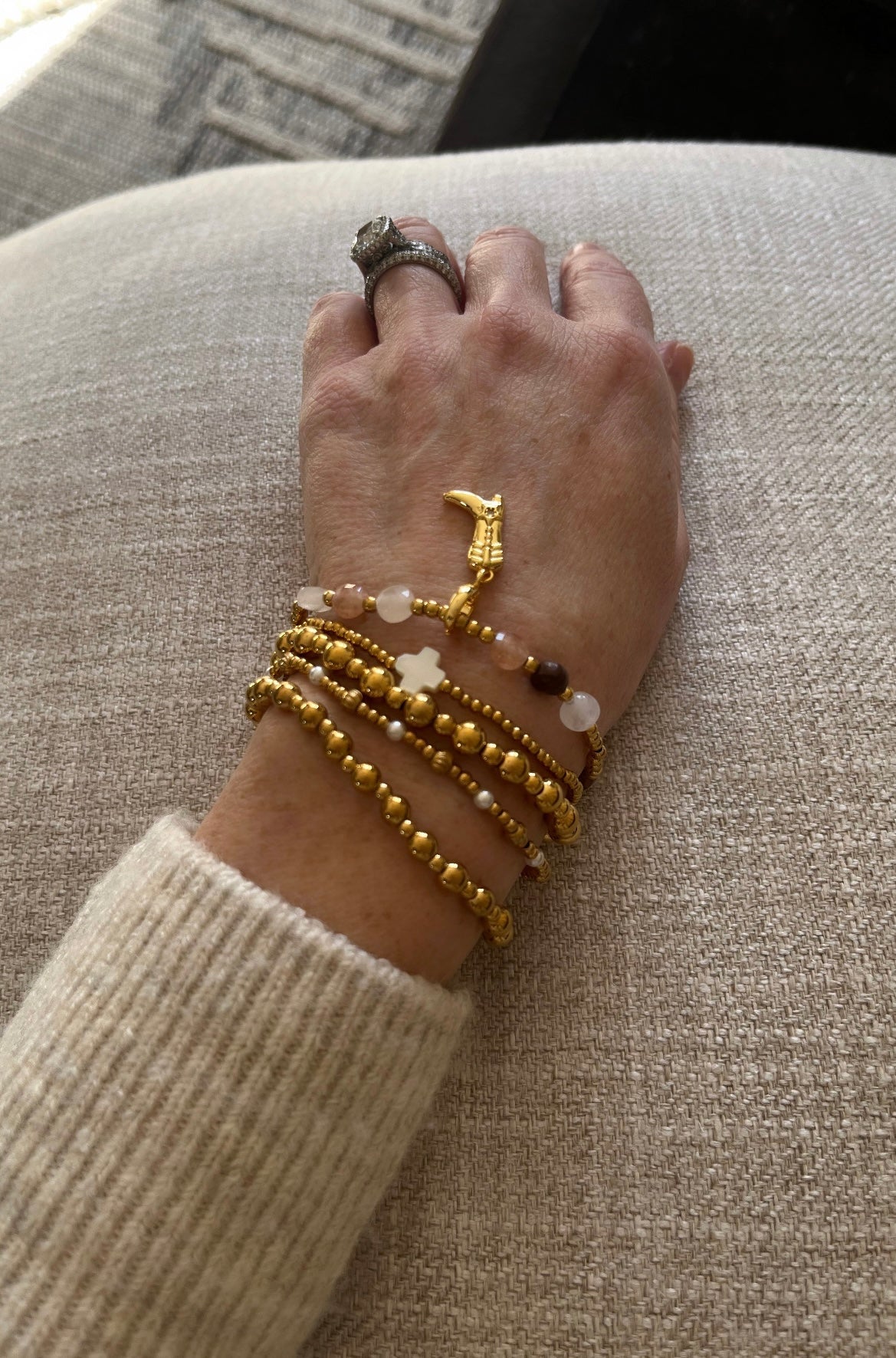 Cowgirl Boot Styled Beaded Bracelet Stack - Set of 5 Waterproof Non-Tarnish