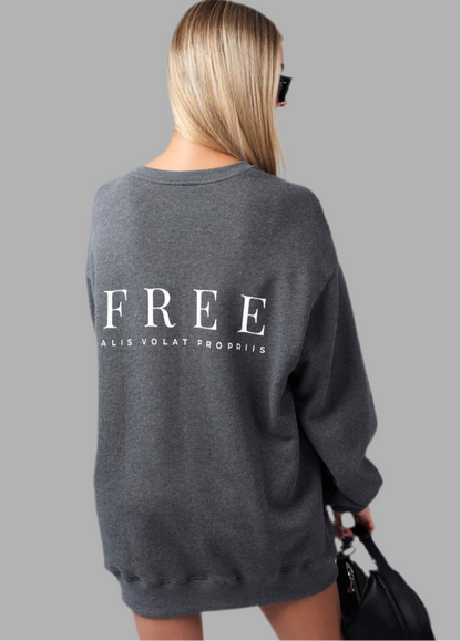 WO|MN logo 100% cotton jersey oversized sweatshirt dress -dark heather gray