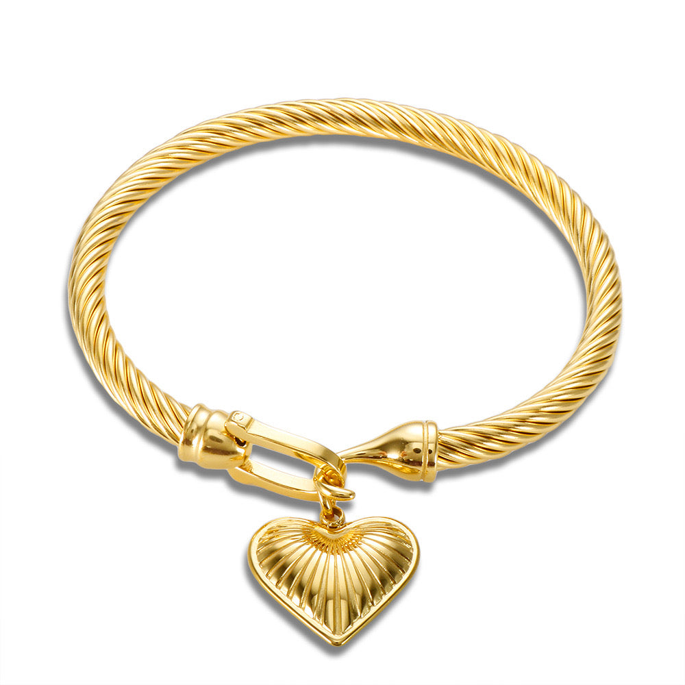Golden Twist Charm Bangle