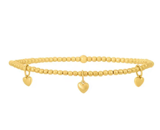 Classic Beaded Hearts, Stars & Smiles Waterproof Non-Tarnish Bracelets