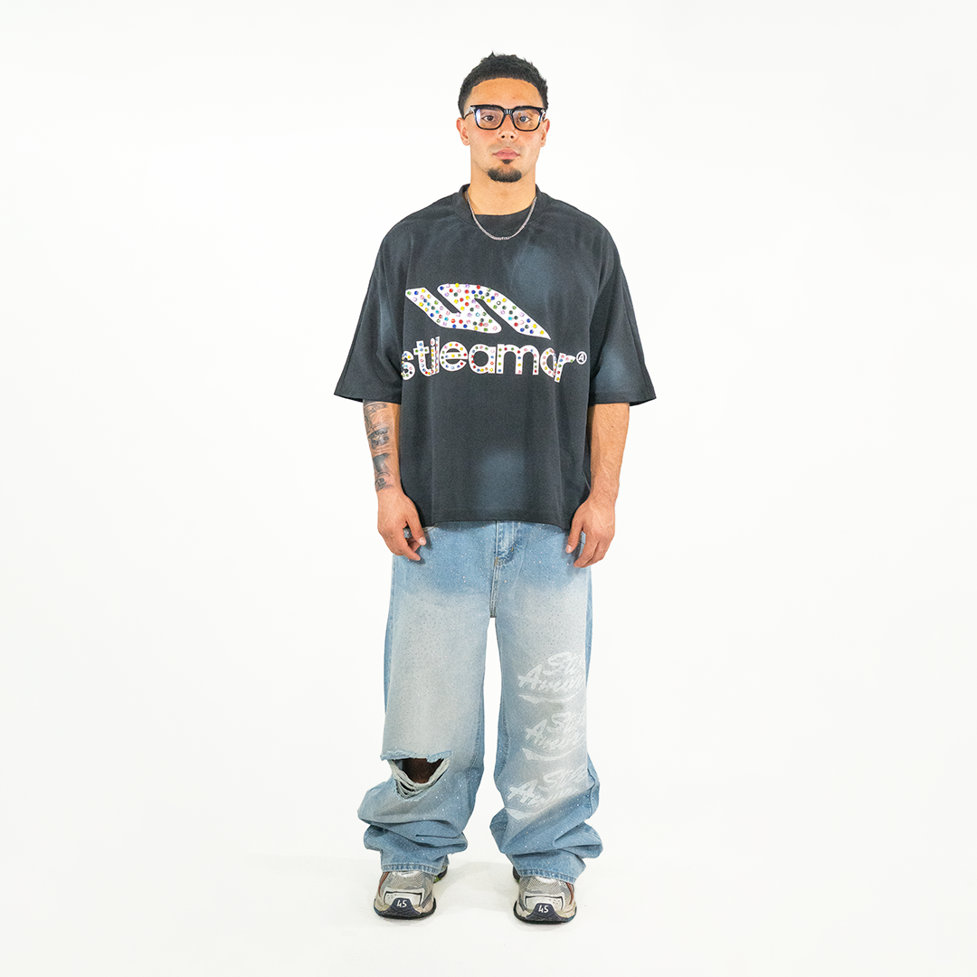 BLACK COLORÃTO RHINESTONE TEE