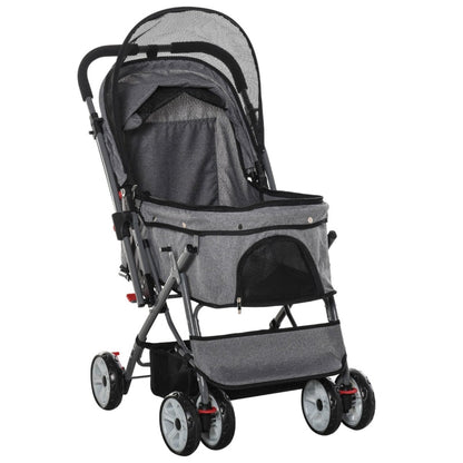Pet Foldable Travel Carriage Stroller with Reversible Handle
