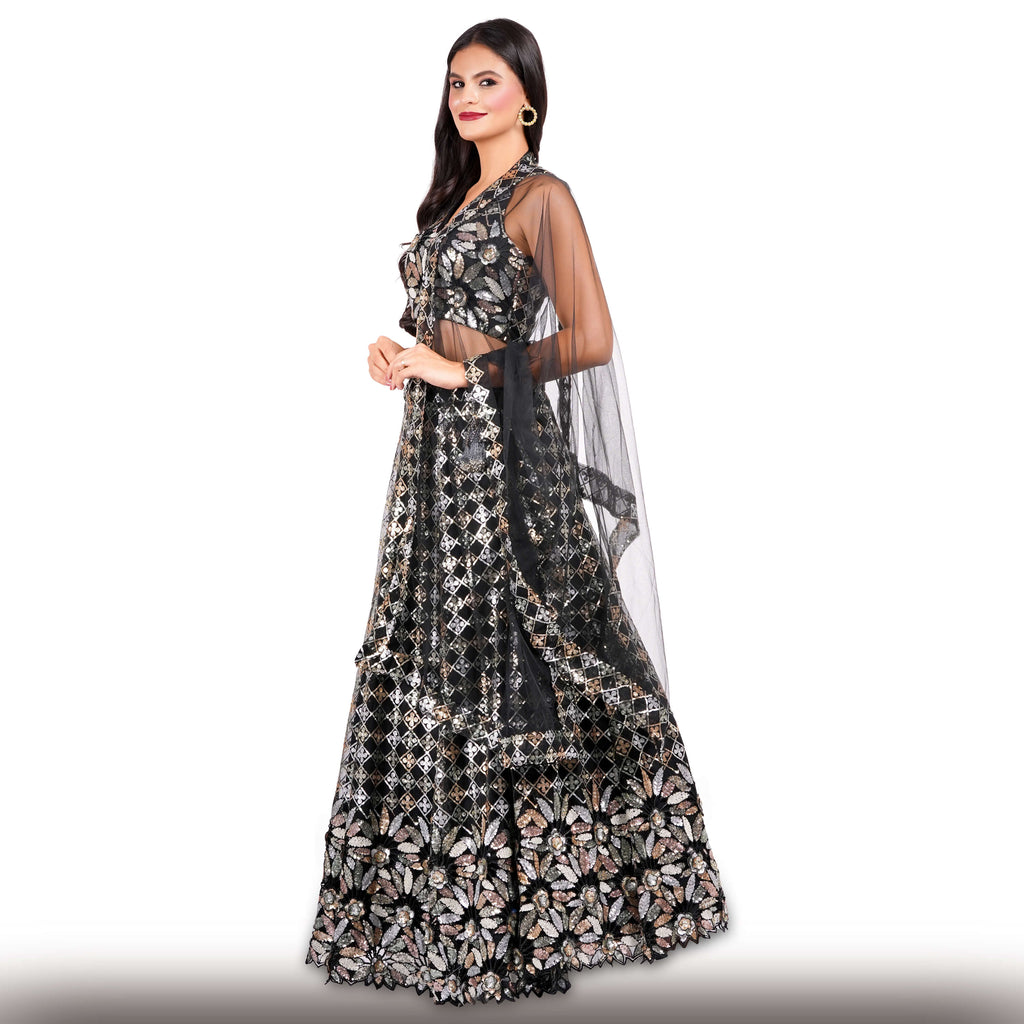 Black Sequin Party Lehenga