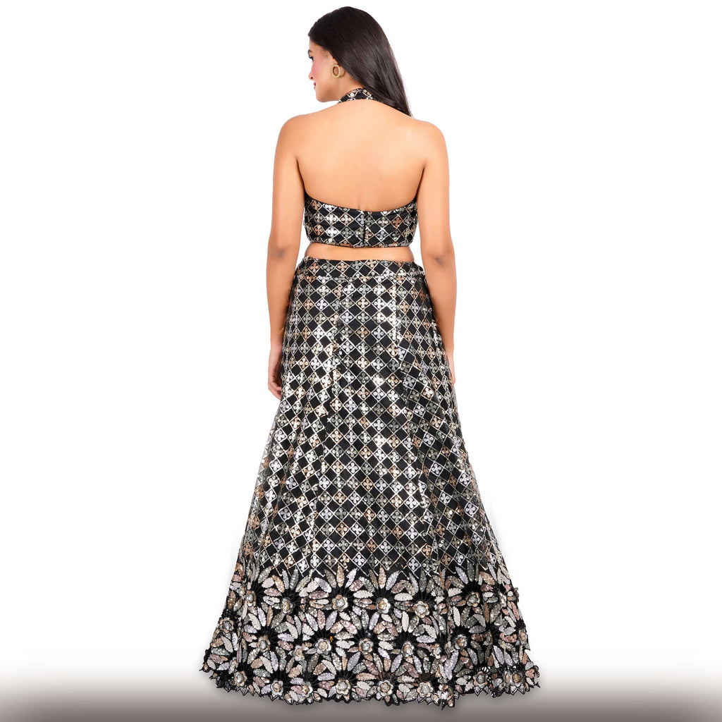 Black Sequin Party Lehenga