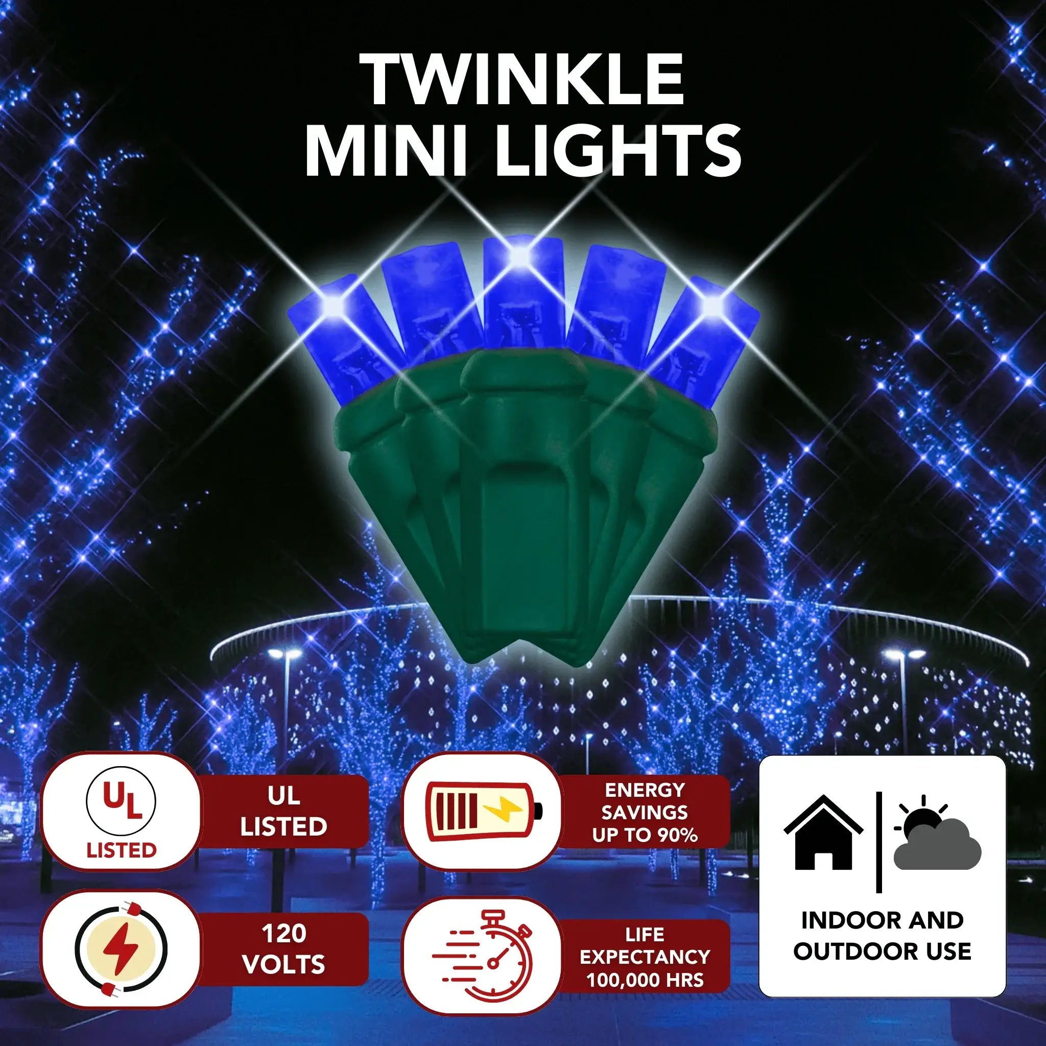 LED Mini Lights 5MM Blue Twinkle 6" Spacing