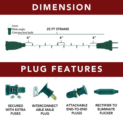 LED Mini Lights 5MM Blue/Cool White Twinkle - 6" Spacing