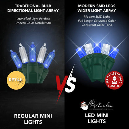 LED Mini Lights 5MM Blue/Cool White Twinkle - 6" Spacing