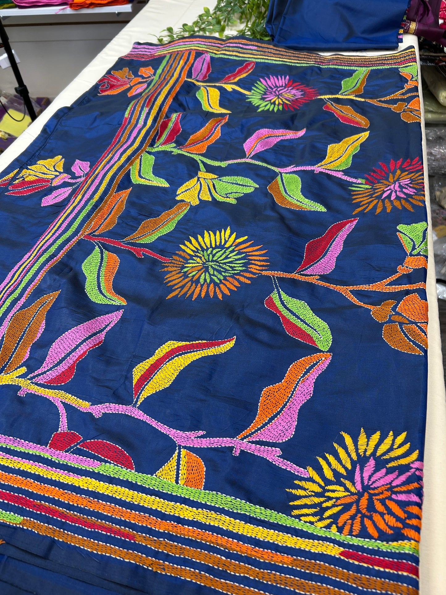 Kantha stitch saree