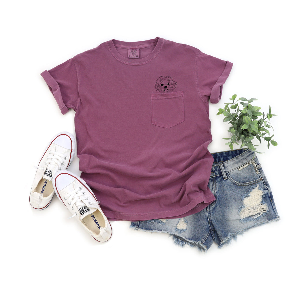 Maltese Dog mom Comfort Colors Pocket T Shirt