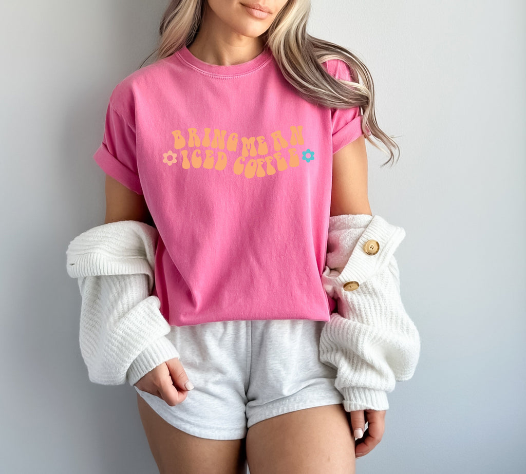 Bring me an Iced Coffee Latte Summer Garment Dyed T Shirt
