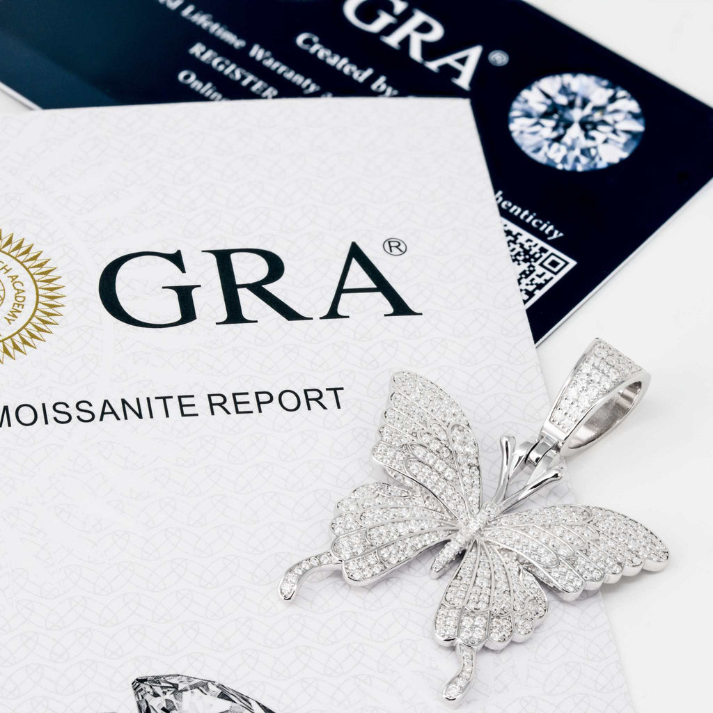 Women's Moissanite Butterfly Pendant 925 Sterling Silver 2.5 TCW