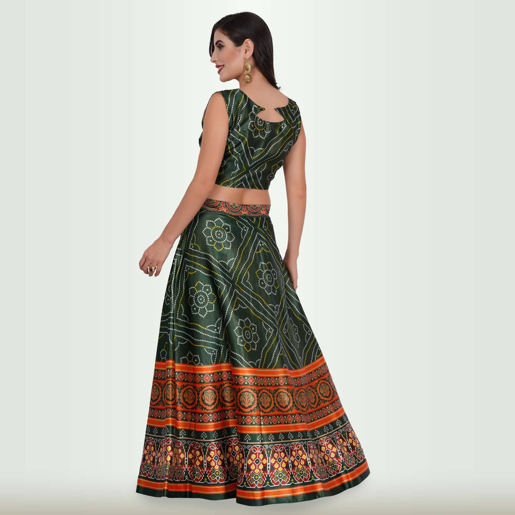 Silk Chania Choli in Combination Prints