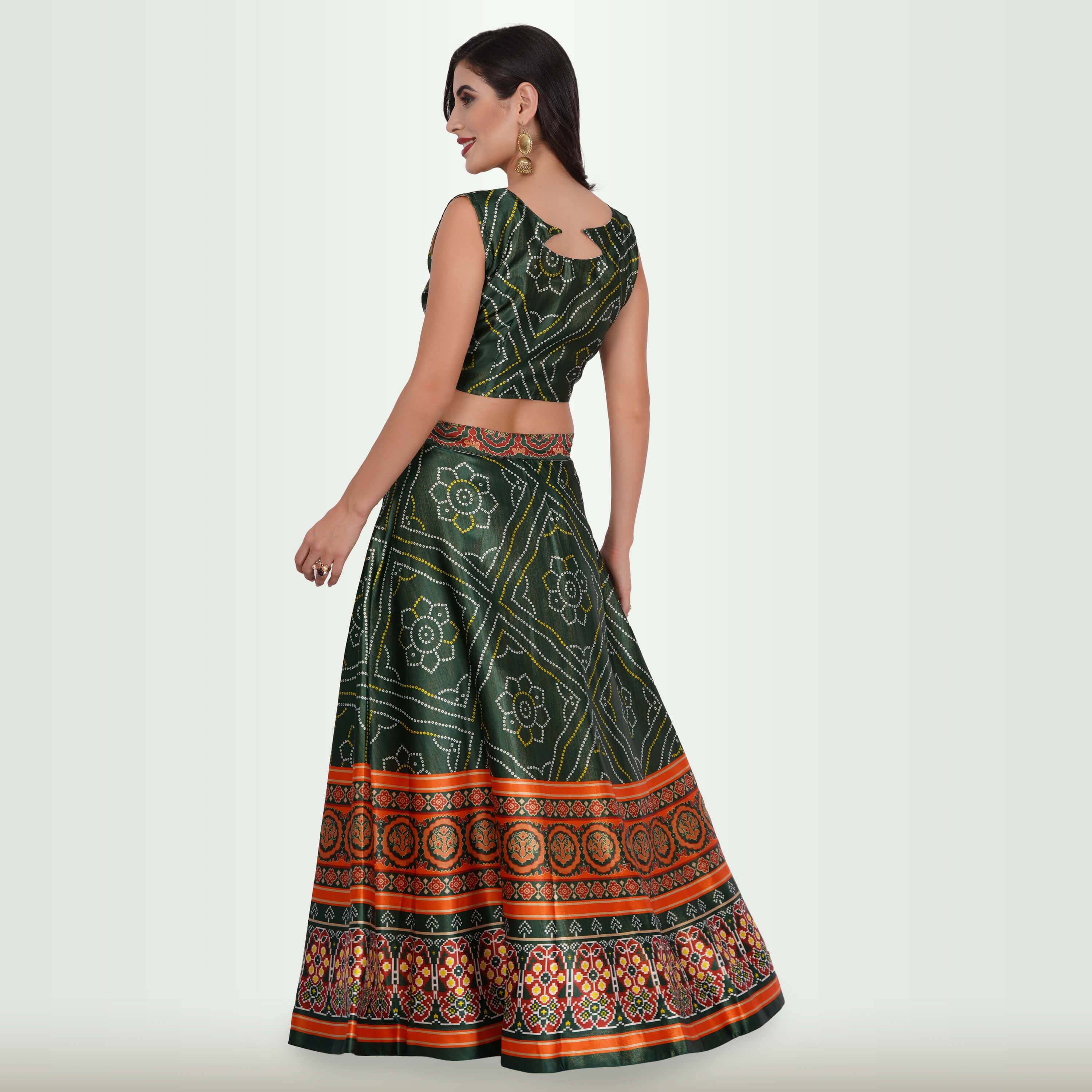 Silk Chania Choli in Combination Prints