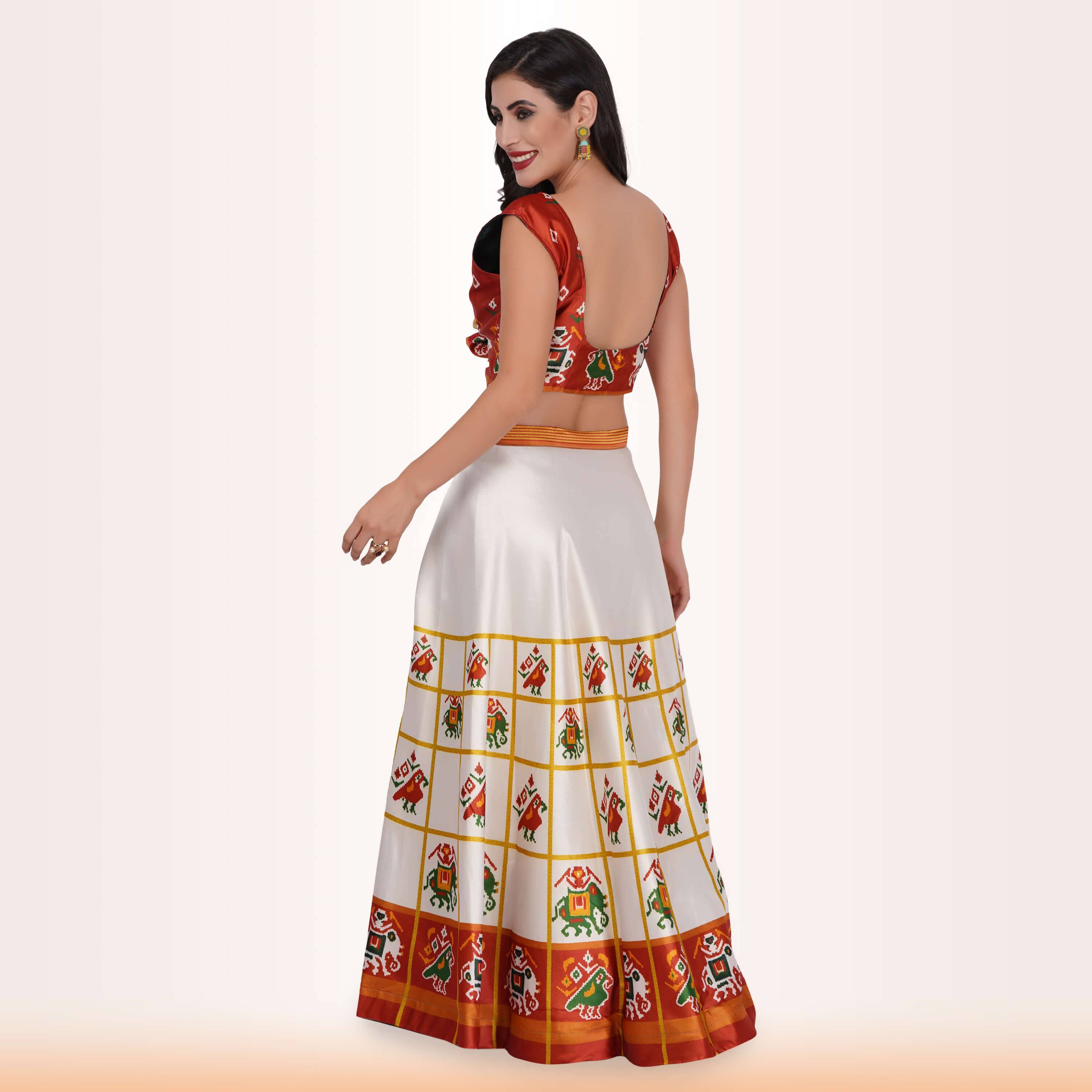 Silk Chania Choli with Patola Prints