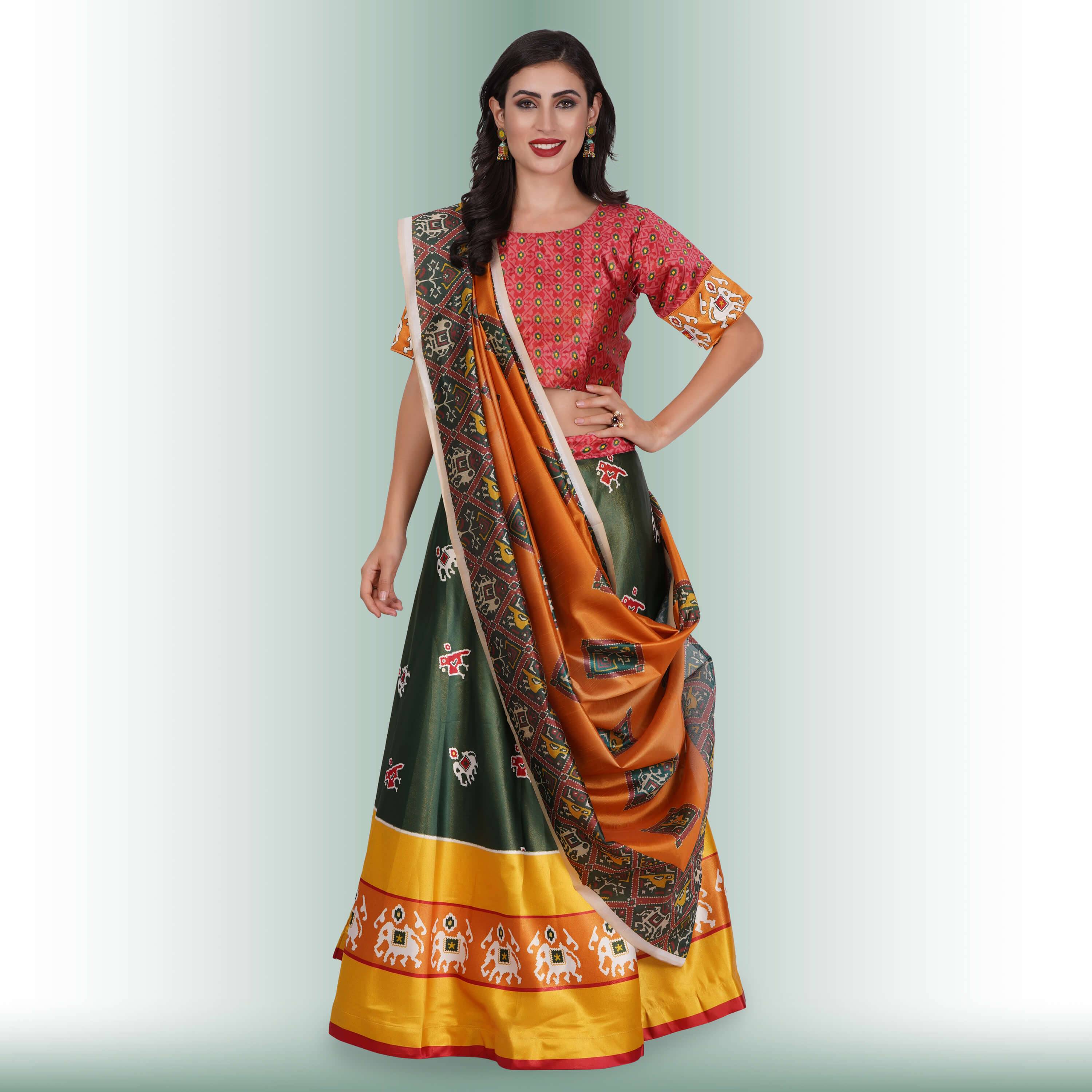 Silk Chania Choli with Patola Prints