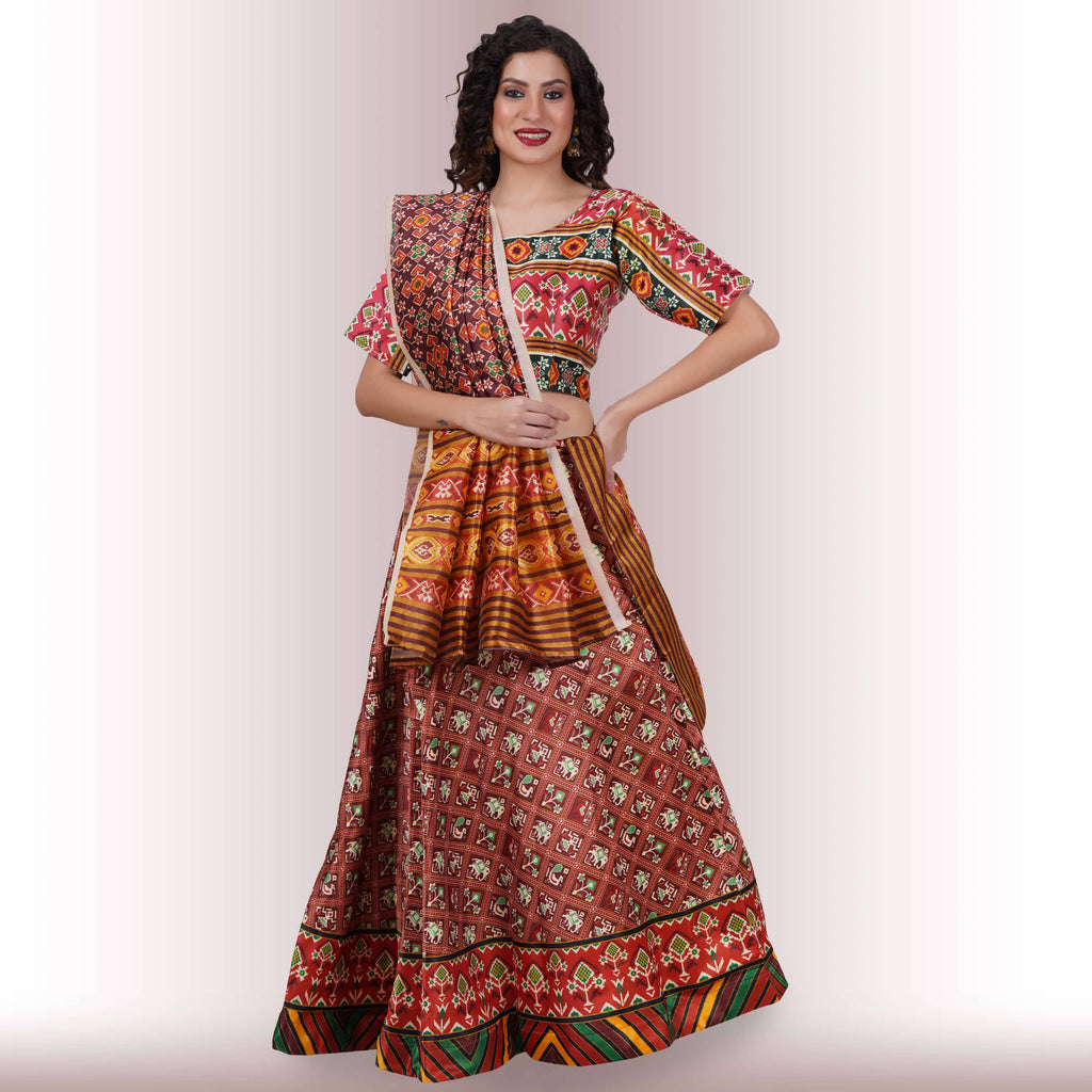 Silk Chania Choli with Patola Prints