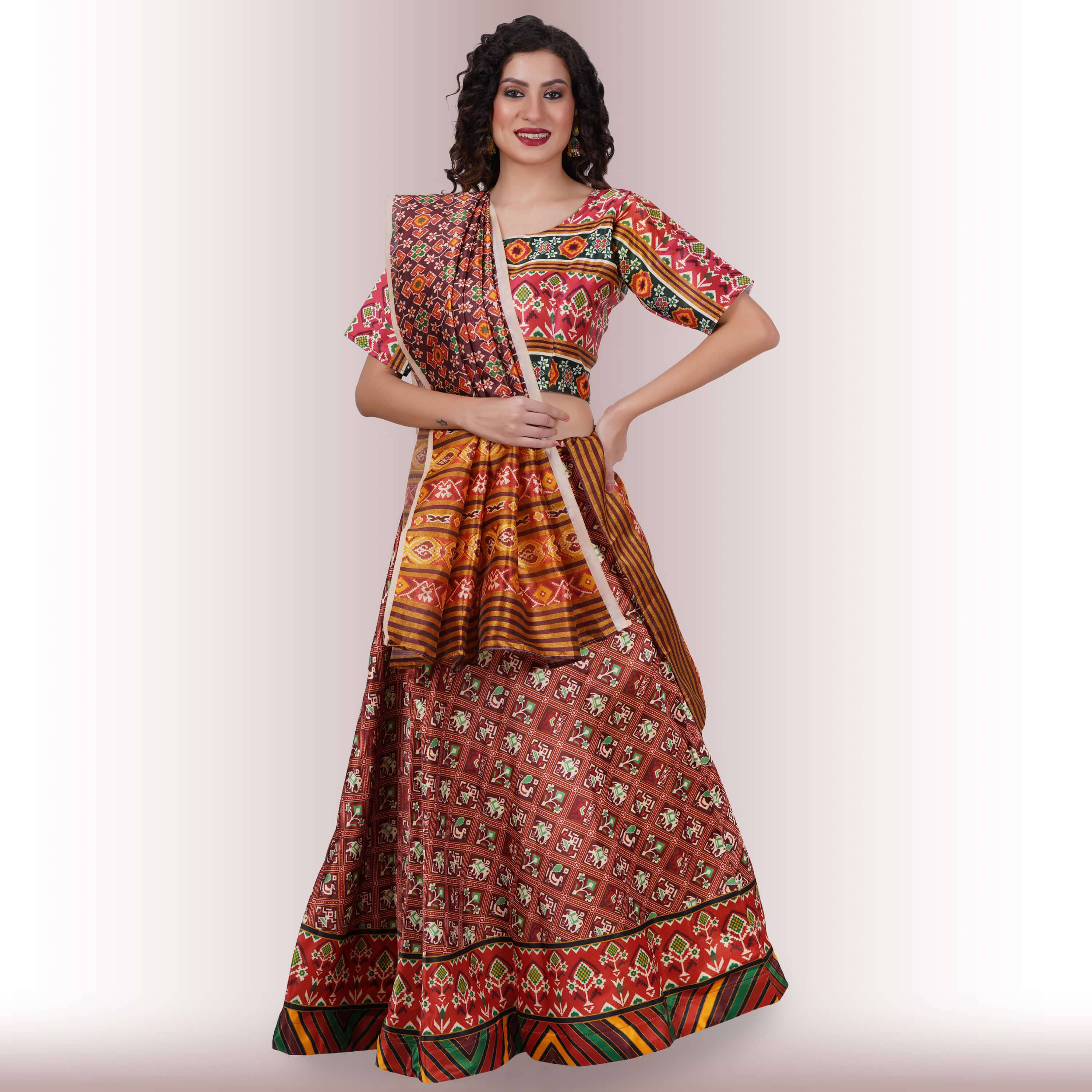 Silk Chania Choli with Patola Prints