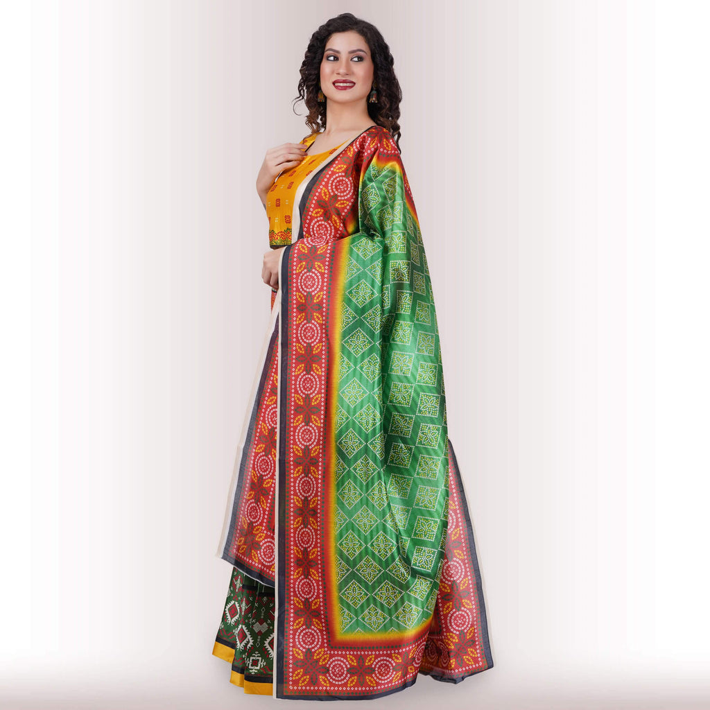 Silk Chania Choli in Combination Prints