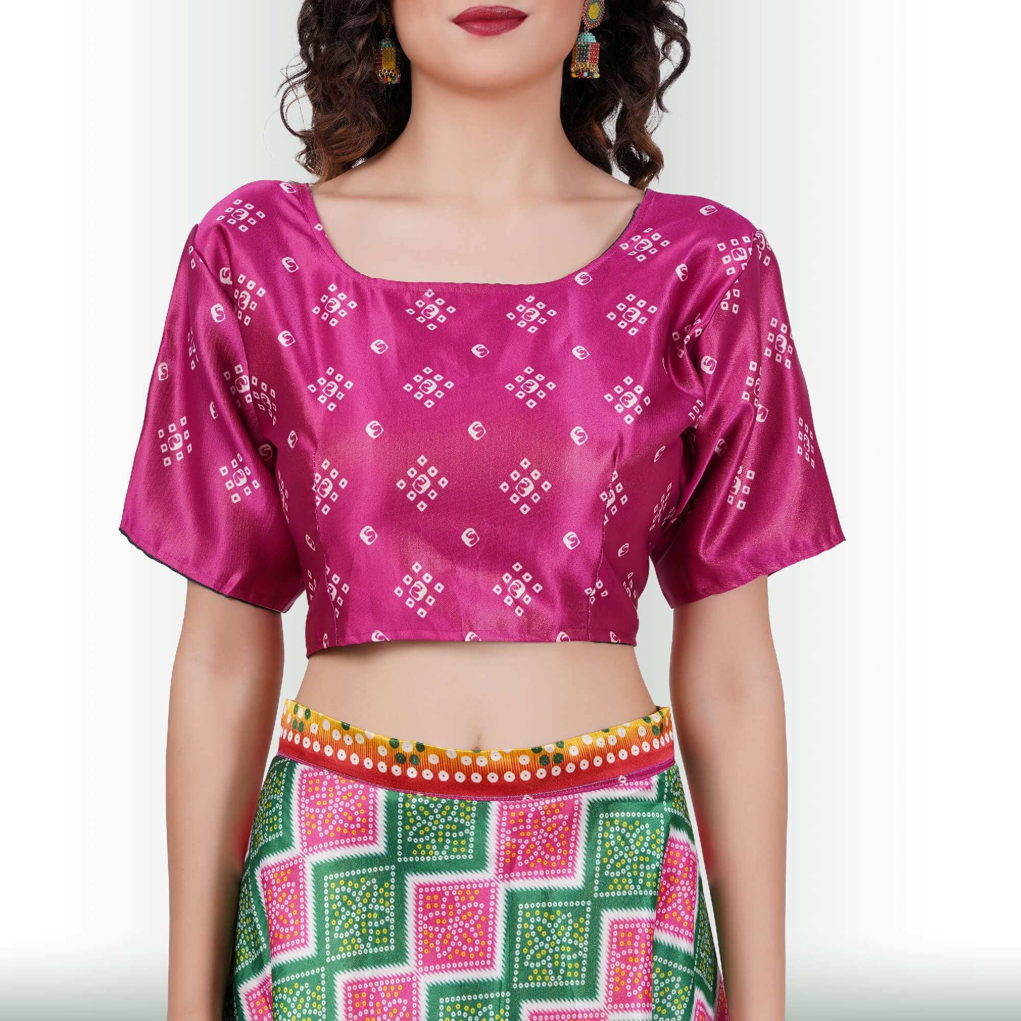 Silk Chania Choli in Combination Prints