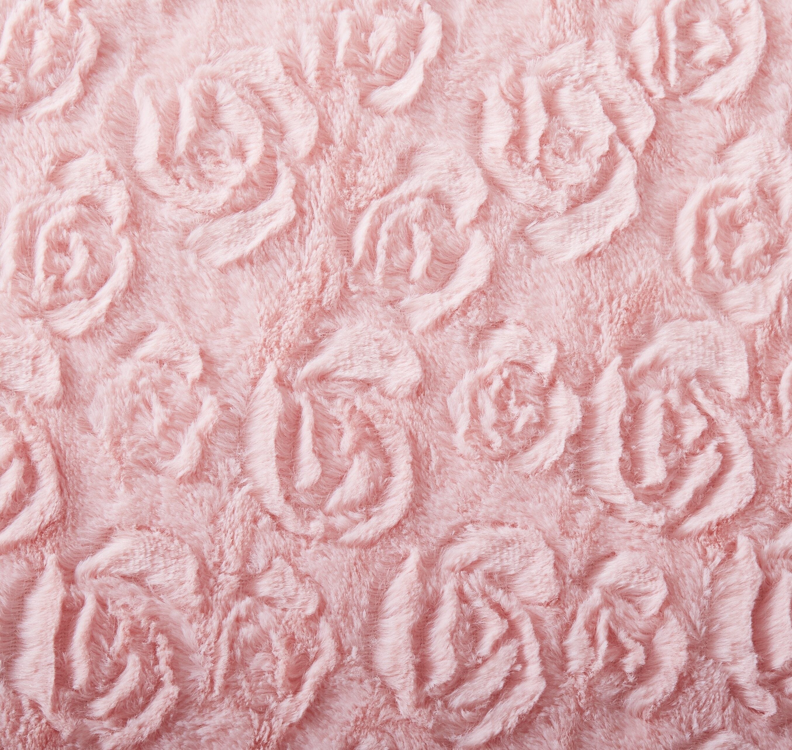 DaDa Bedding Rosey Pastel Blossom Pink Faux Fur Euro Throw Pillow Cover (171752)