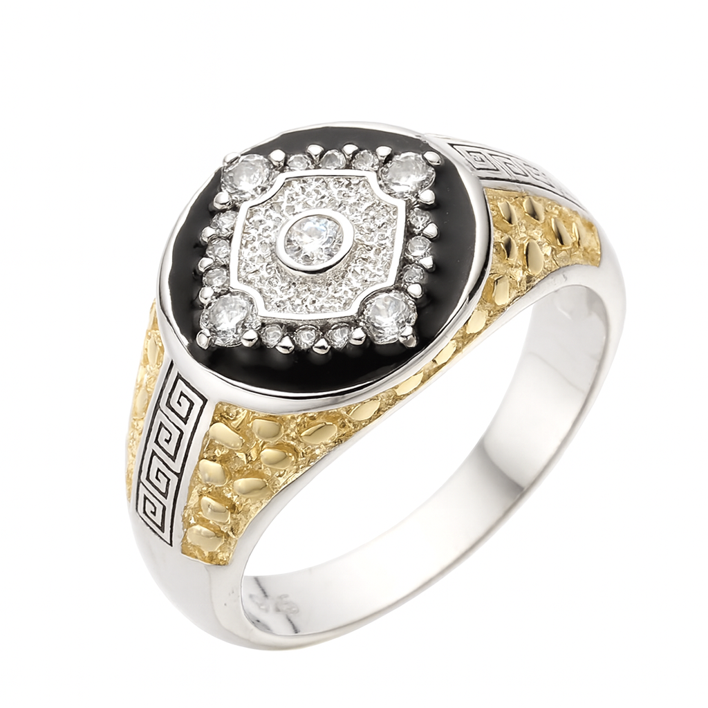 Men’s Three-Tone Moissanite Nugget Ring – 0.5 Carat