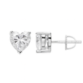 Moissanite Heart Stud Earrings 925 Sterling Silver Screw Back