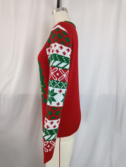 Christmas Tree Embroidered Knit Ugly Christmas Sweater | NCS