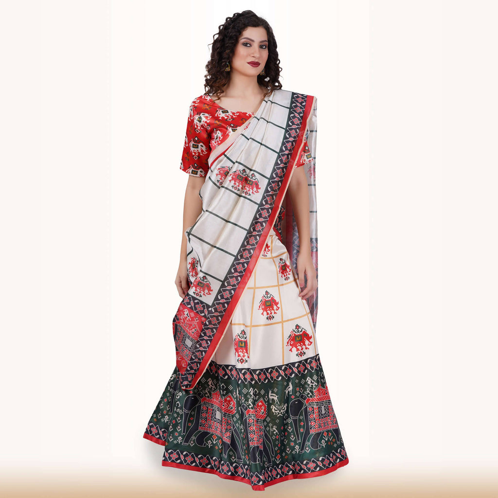 Silk Chania Choli in Combination Prints