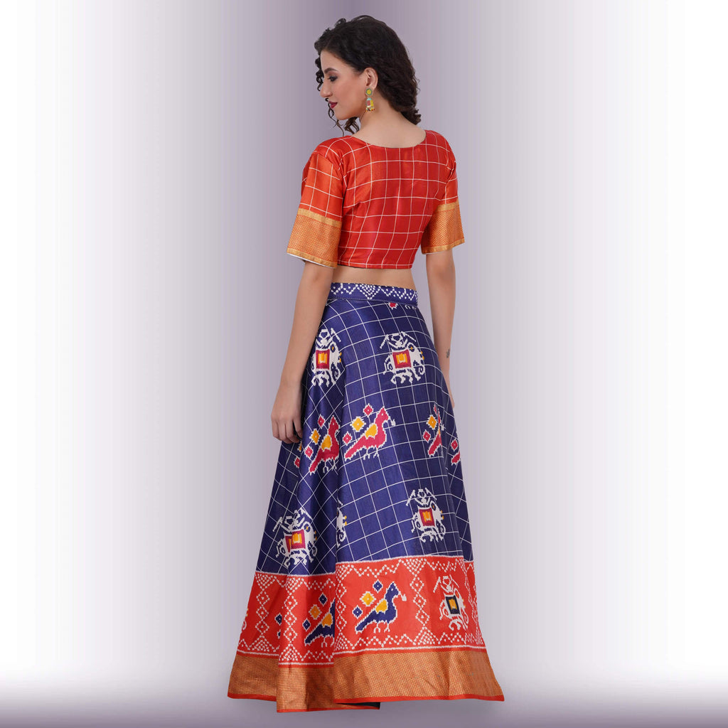 Silk Chania Choli in Combination Prints