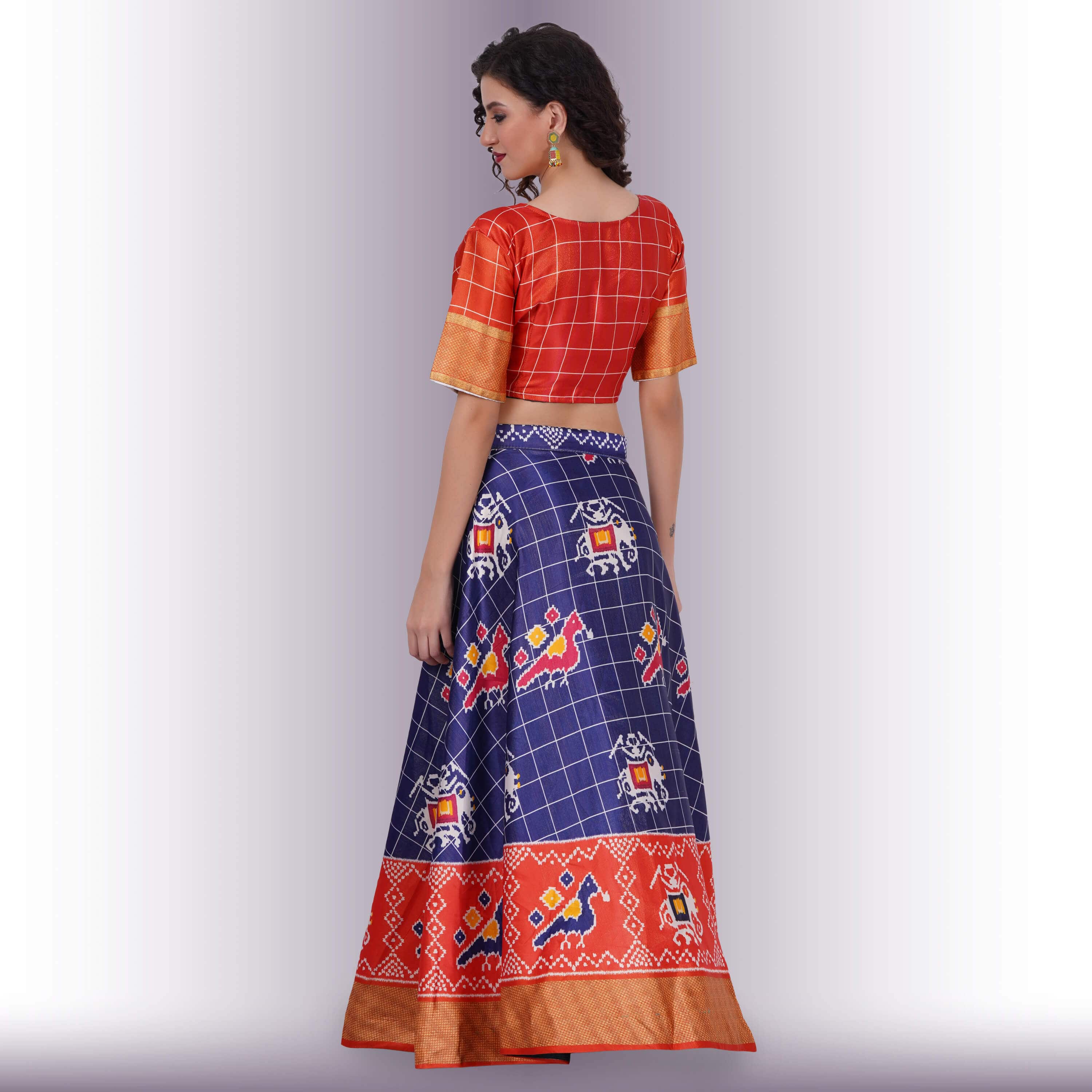 Silk Chania Choli in Combination Prints