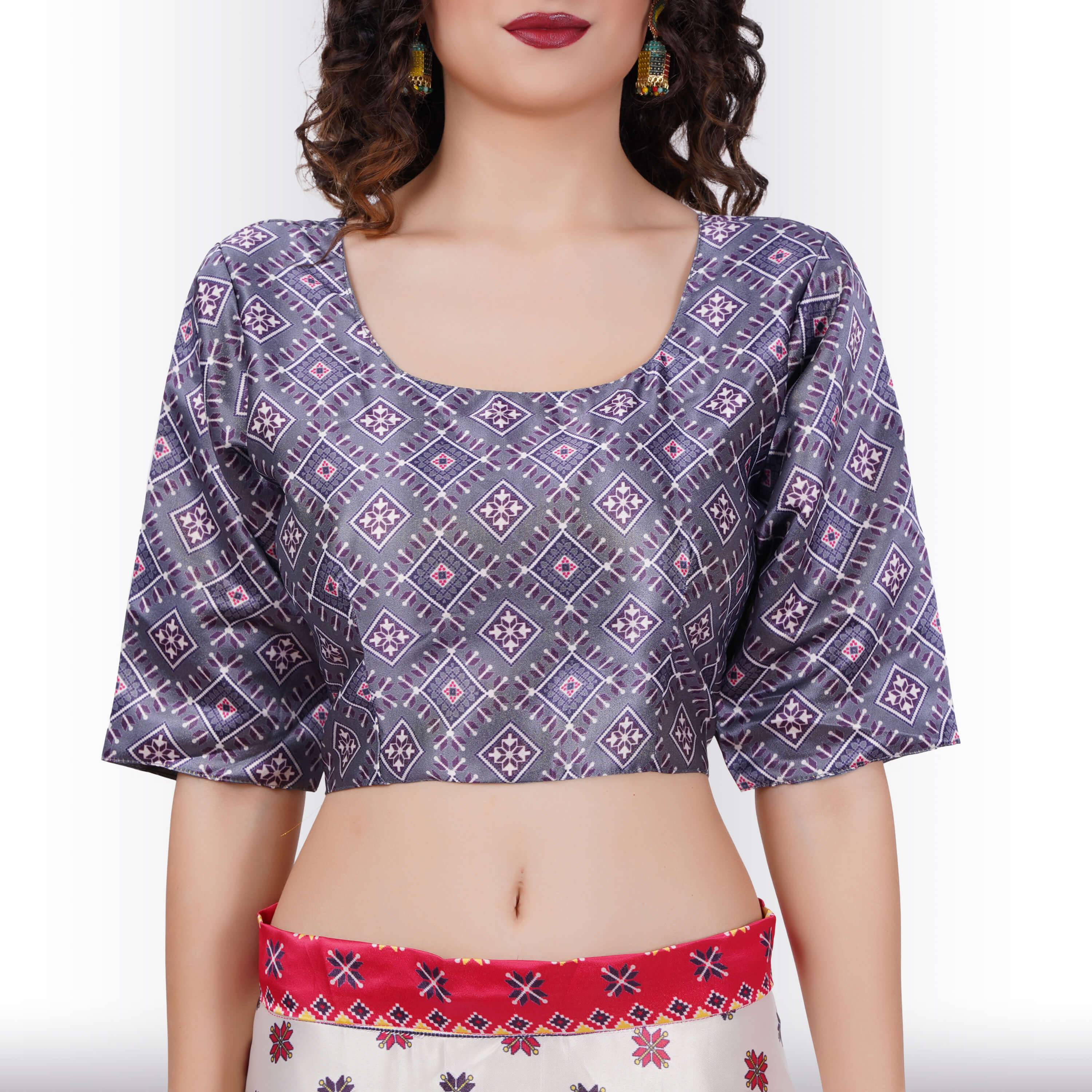 Silk Chania Choli in Combination Prints