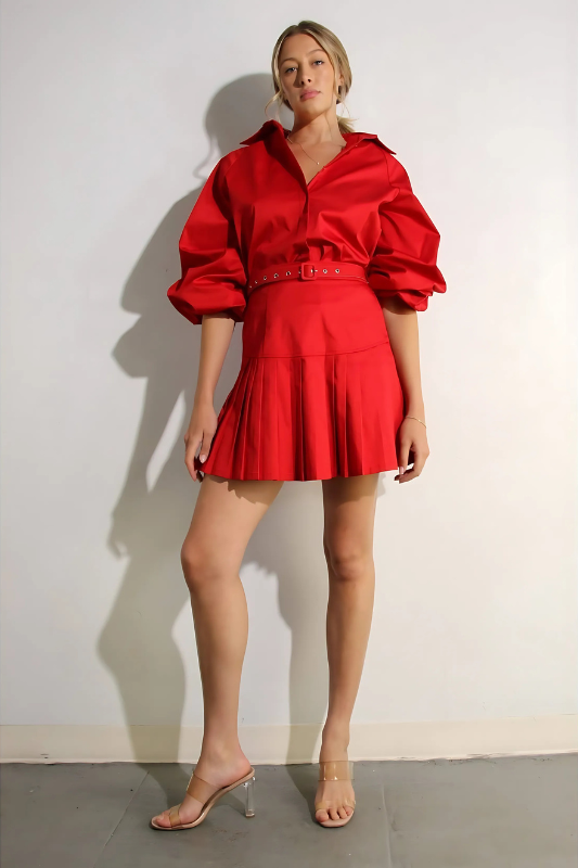 Passion in Paris Bubble Sleeve Skirt Set
