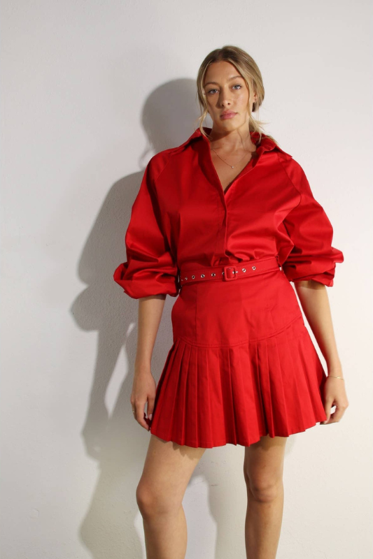 Passion in Paris Bubble Sleeve Skirt Set