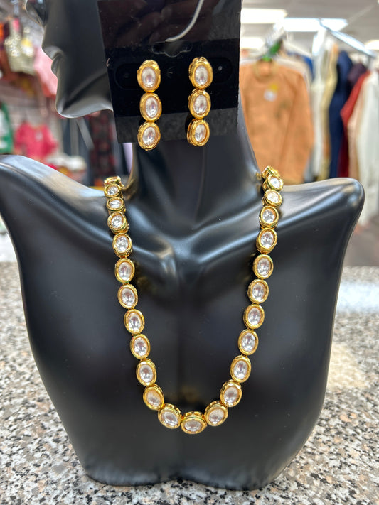Kundan necklace : single ladi