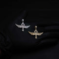 Angel Wings Ankh Cross Moissanite 925 Sterling Silver Pendant