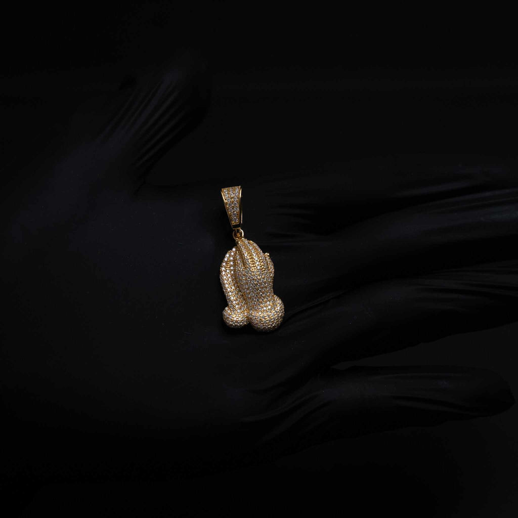 Moissanite 925 Silver Praying Hands Pendant