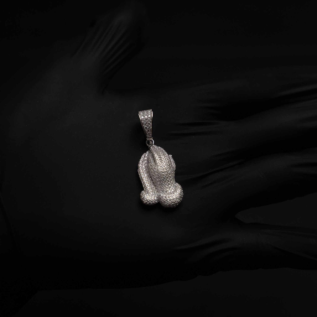 Moissanite 925 Silver Praying Hands Pendant