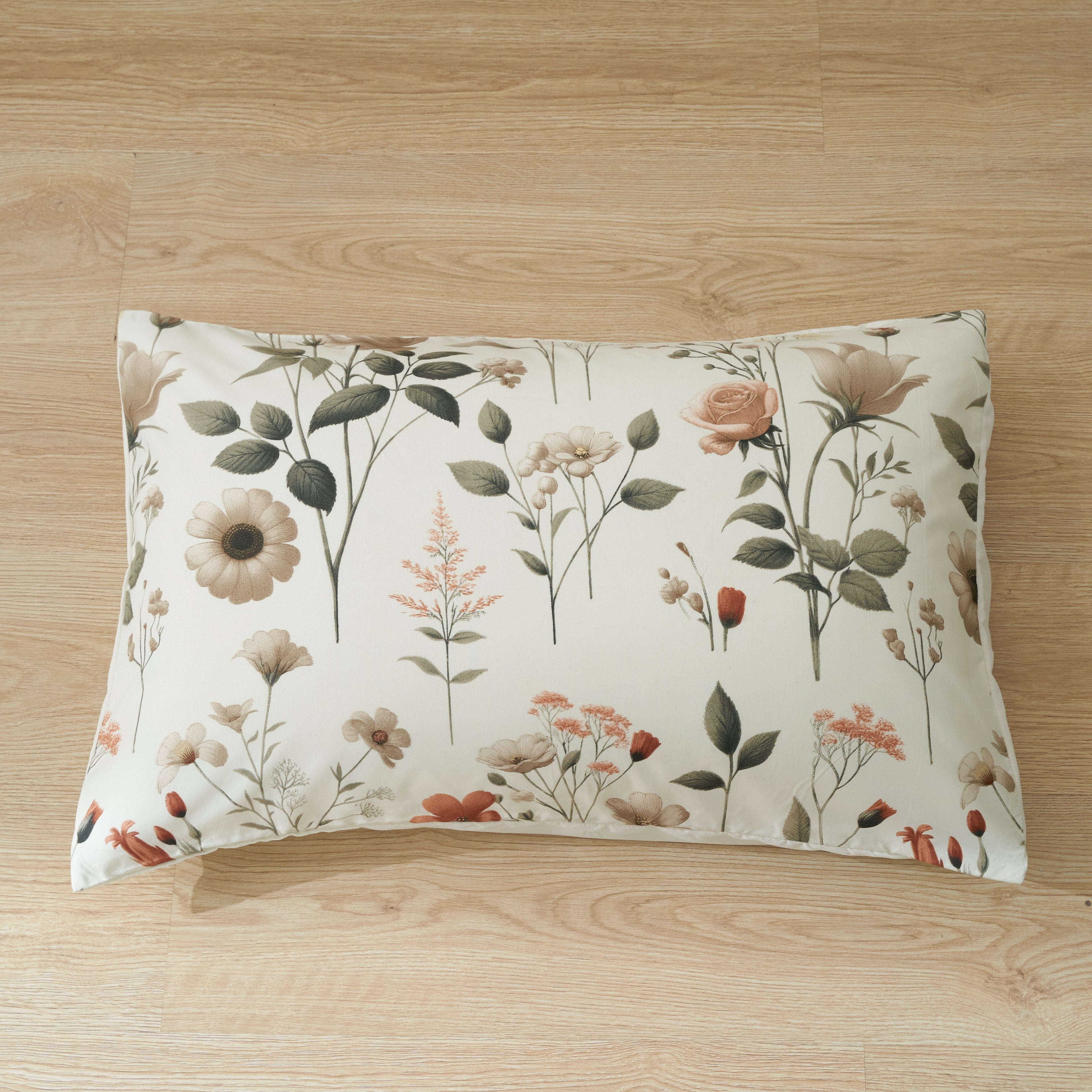 DaDalogy Enchanted Meadow Bed in a bag Set - Victoria Garden Delicate Floral Symphony in Beige, Rose, and Soft Green, Luxuriously Soft Quilted Set