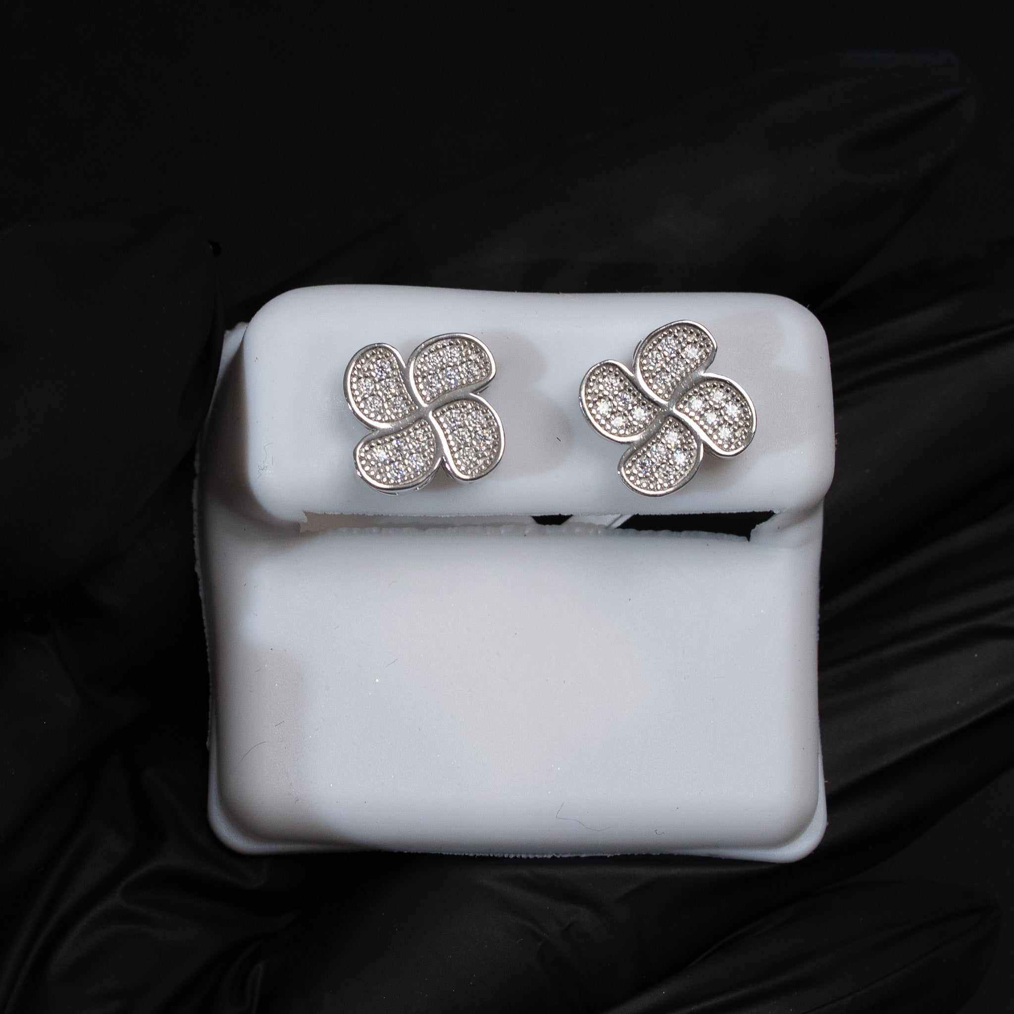 Moissanite Flower Stud Earrings 925 Sterling Silver Screw Back