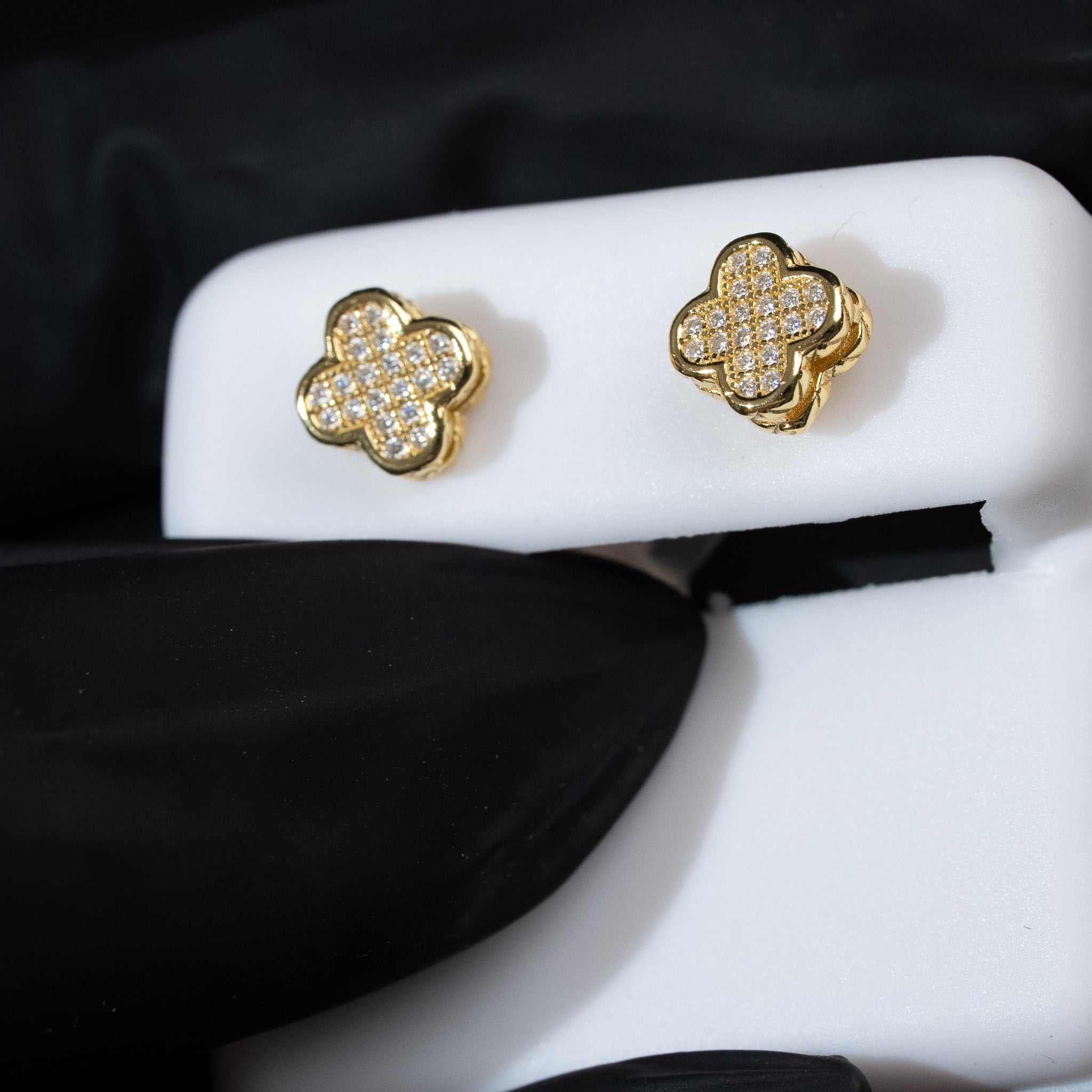 Moissanite Clover Stud Earrings 925 Sterling Silver Screw Back